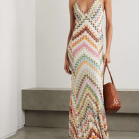 Ivania | Strick-Maxi-Kleid im Fischgrätenmuster