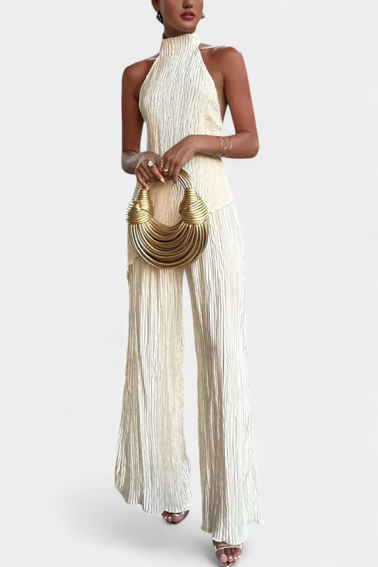 Nancy | feminines Plissee-Set mit asymmetrischem Oberteil und fließendem Schnitt