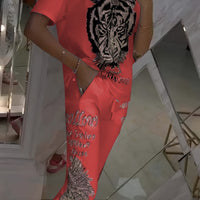 Ozria | Glamouröses Tiger-Trainingsanzug-Set