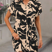 Seina | Abstrakt bedrucktes Mini-Hemdkleid