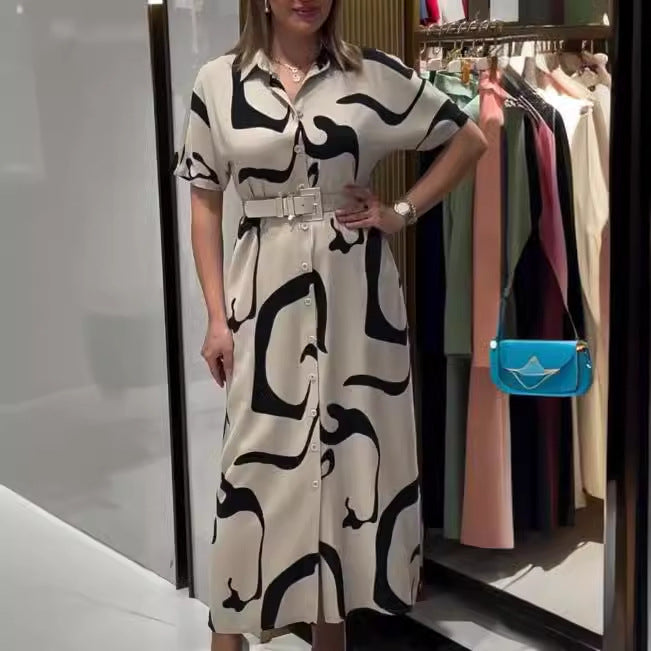 Miras | Gemustertes Kleid mit Taillenbetonung