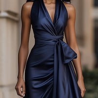 Ren | Satin-Halter-Rüschen-Kleid