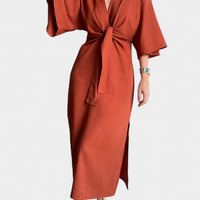 Ayla | lässiges Freizeitkleid, V-Ausschnitt und Knopfleiste.