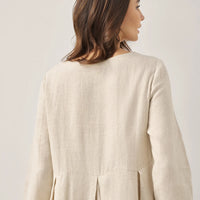 Ava | modisches Maxikleid aus Leinen mit tiefem Dekolleté und Falten