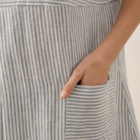 Isabella | stilvolles kurzärmeliges Leinenkleid mit Nadelstreifen