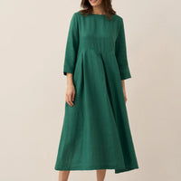 Ava | modisches Maxikleid aus Leinen mit tiefem Dekolleté und Falten