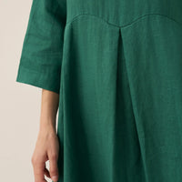 Ava | modisches Maxikleid aus Leinen mit tiefem Dekolleté und Falten