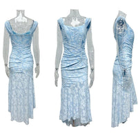 Charleigh | blaues Kleid mit floralem Glockenblumen-Design