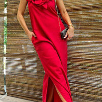 Qincy | Spaghetti-Träger Kleid mit 3D-Blume