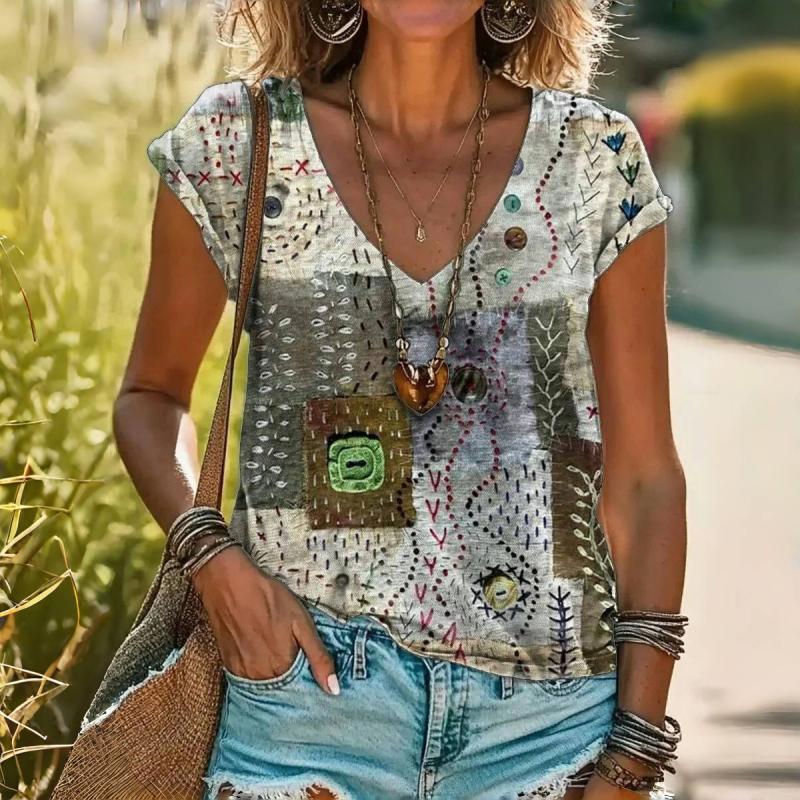 Magdalena | stylishes Vintage-T-Shirt mit abstraktem Print