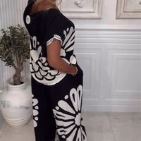 Narsi | Anzug Temperament gedruckte Tasche weite Hose