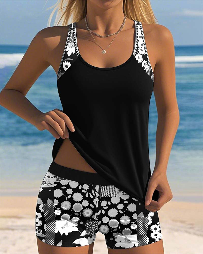 Sky | modisches Tankini-Set mit bedrucktem Boxer
