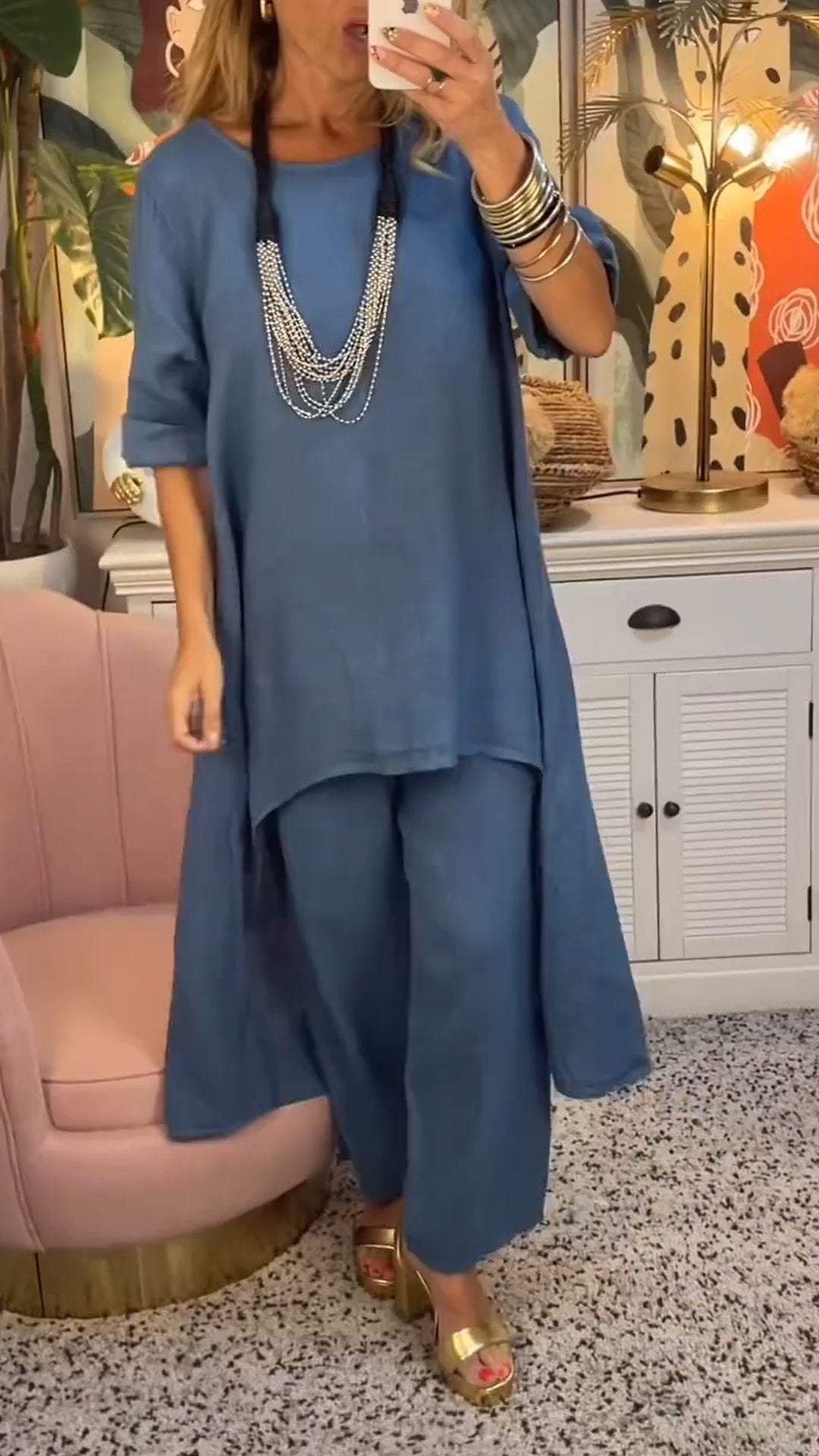 Harley | Zweiteiliger Anzug aus Baumwolle und Leinen für Damen