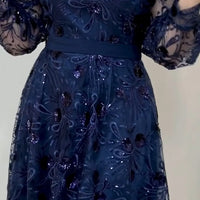 Piviera | Besticktes Mesh-Kleid