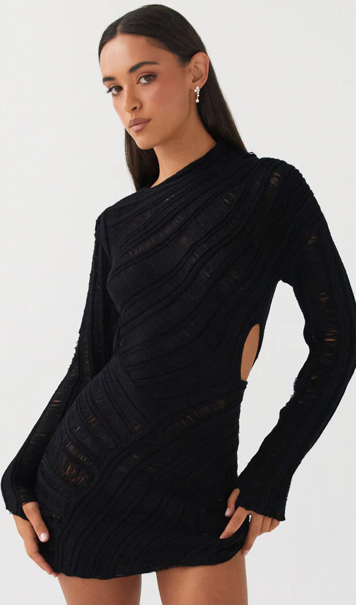 Murie | Ausgeschnittenes strukturiertes Minikleid