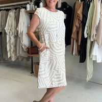 Phoebe | Elegantes bedrucktes Rundhals-Kleid für Damen