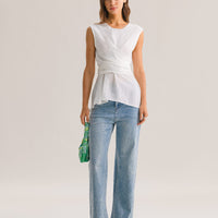 Elea | Weißes Tanktop mit Rückenschleife