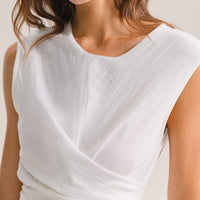 Elea | Weißes Tanktop mit Rückenschleife