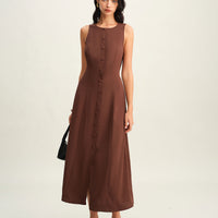 Bhaby | Ärmelloses Midikleid mit Knopfleiste