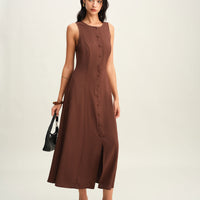 Bhaby | Ärmelloses Midikleid mit Knopfleiste