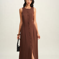 Bhaby | Ärmelloses Midikleid mit Knopfleiste