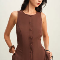 Bhaby | Ärmelloses Midikleid mit Knopfleiste