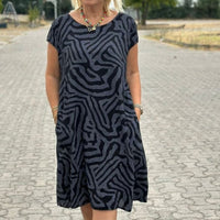 Phoebe | Elegantes bedrucktes Rundhals-Kleid für Damen