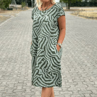 Phoebe | Elegantes bedrucktes Rundhals-Kleid für Damen