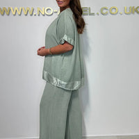 Lenie | Baumwoll-Leinen Anzug mit V-Ausschnitt