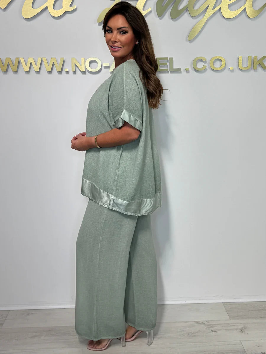 Lenie | Baumwoll-Leinen Anzug mit V-Ausschnitt