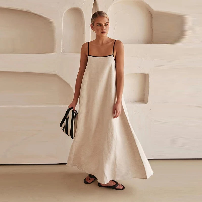 Euna | Zeitloses langes Kleid mit zarten Trägern