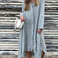 Aireni | Maxi-Hemdkleid aus Leinen mit geknöpfter Front