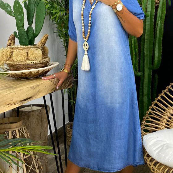 Allse | Maxi-Denim-Kleid mit Schlitz