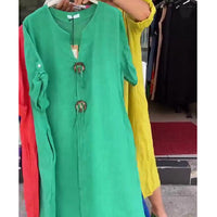 Amy | Leichtes Kleid aus Baumwolle und Leinen mit V-Ausschnitt