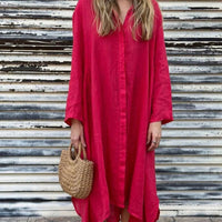 Aireni | Maxi-Hemdkleid aus Leinen mit geknöpfter Front