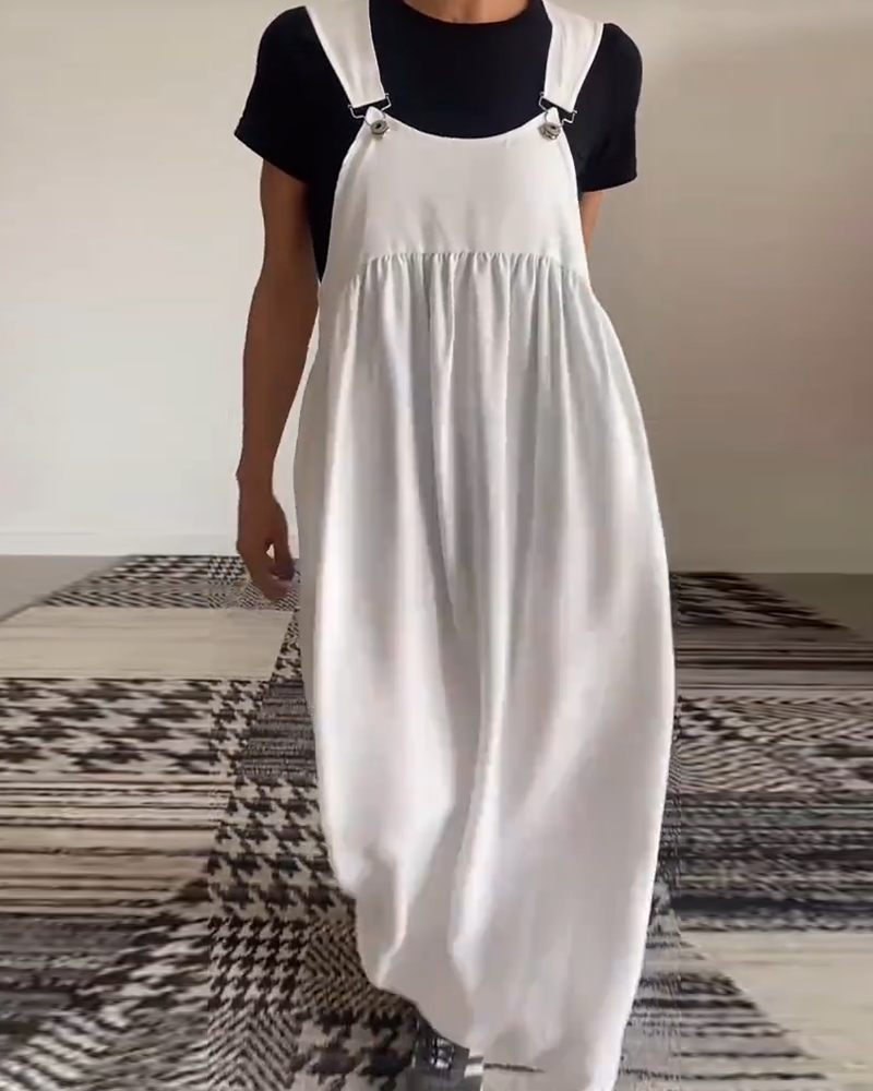 Molly | Lässiges einfarbiges Kleid mit Hosenträgern