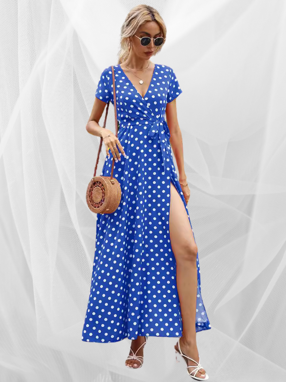 Savannah | Lässiges Kleid mit geteiltem Punktmuster