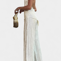 Nancy | feminines Plissee-Set mit asymmetrischem Oberteil und fließendem Schnitt