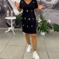 Amarna | Kleid Mode V-Ausschnitt kurze Ärmel