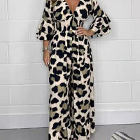 Farah | Eleganter V-Ausschnitt-Jumpsuit mit Leo-Muster