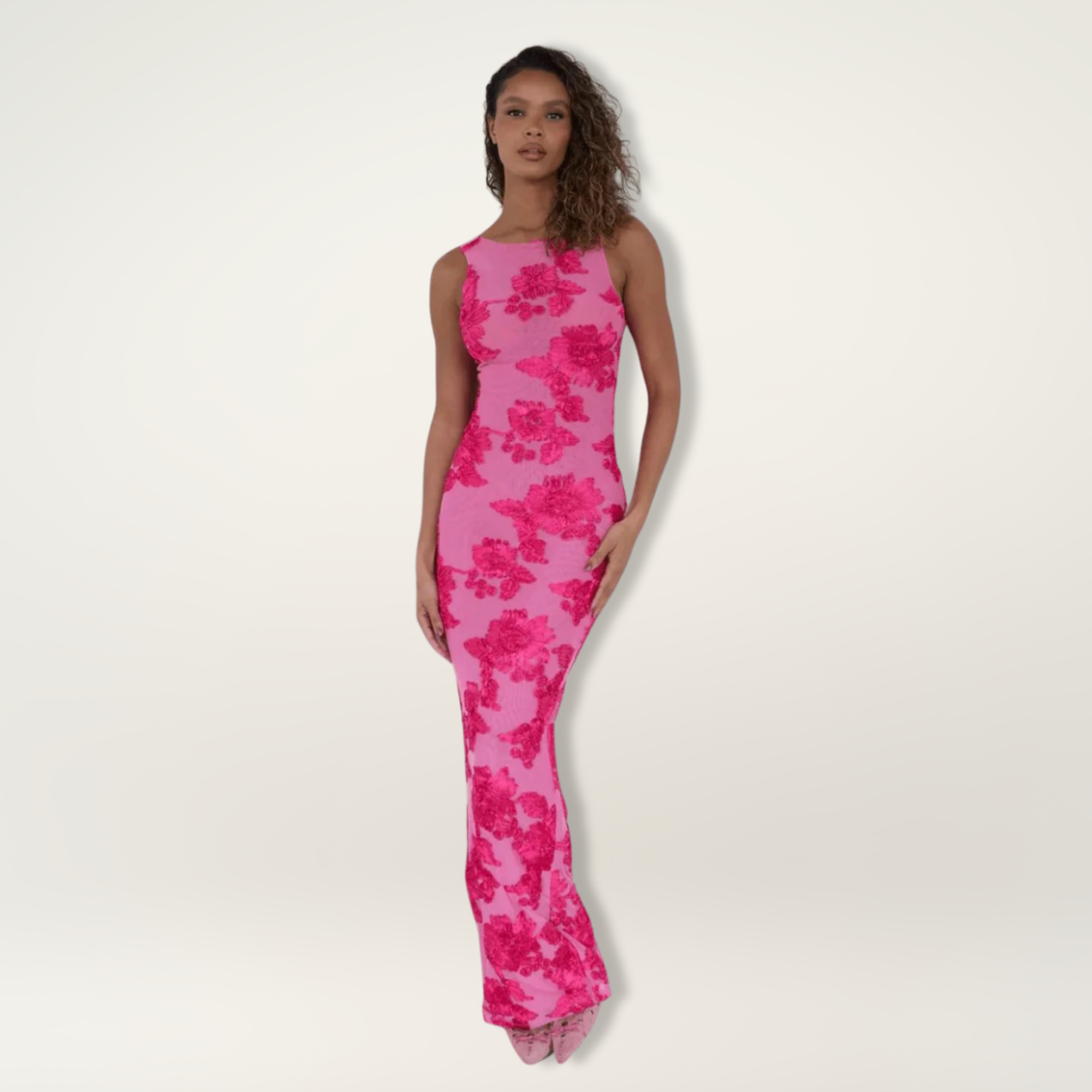 Sophie | Elegantes Maxi-Kleid mit floralen Rosenmustern