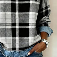 Carlen | Stilvolles Sweatshirt mit Patchwork-Karomuster