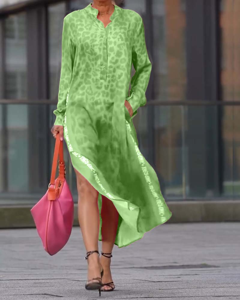 Keyla | modisches Kleid mit Leopardenmuster und Schlitz