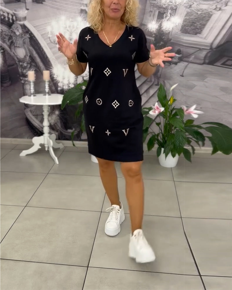 Hana | Kleid Mode V-Ausschnitt Kurzärmelig