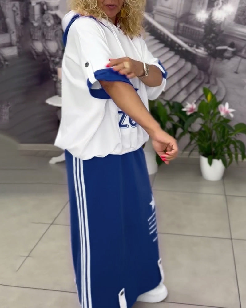 Hasela | Set mit Kapuze Kordelzug bedruckter Rock