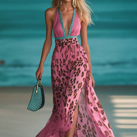 Lony | Halterneck-Maxikleid mit Leopardenmuster