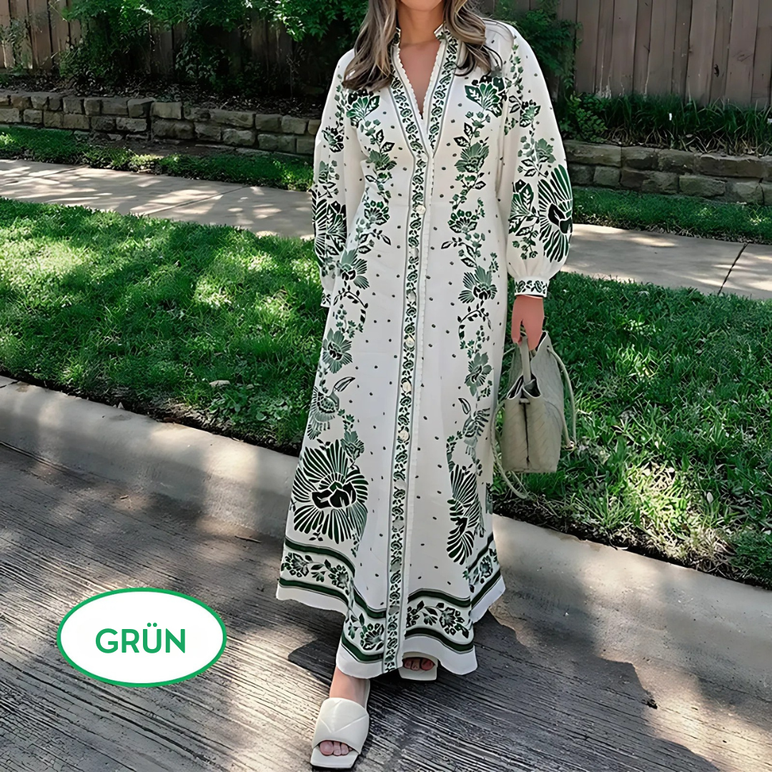 Devia | Besticktes Midikleid mit Kragen und Laternenärmeln