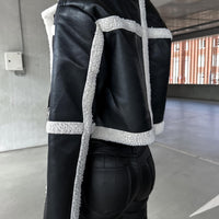 Marcelline™ – Elegante Lederjacke mit Plüschbesatz