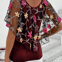 Adeline | elegante Bluse aus schwerem besticktem Netzgewebe