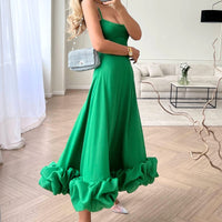 Aciel | Midi-Sonnenkleid mit voluminösem Rüschensaum